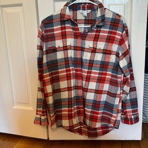 Oversized "The Boyfriend Shirt" White, Red, Blue Flannel